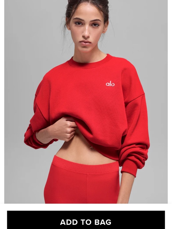 ALO Yoga Sweaters - ALO Yoga Bright Red Ribbed Crewneck Sweatshirt